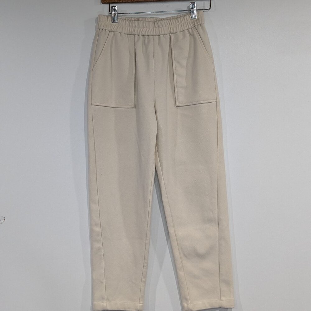 *3/$10* K Soeur Elastic Waist Pants with Pockets Cream Size Medium